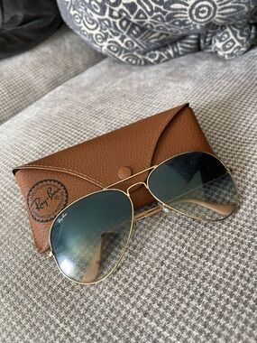 Ray-Ban Gold Frame Sunglasses with Green Gradient Lenses
